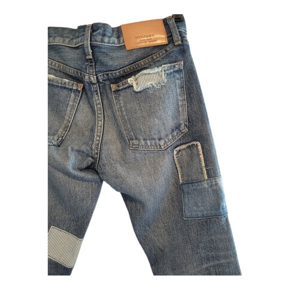 MOUSSY Vintage Laurel Patched Tapered Jeans Size 24 - Picture 10 of 13